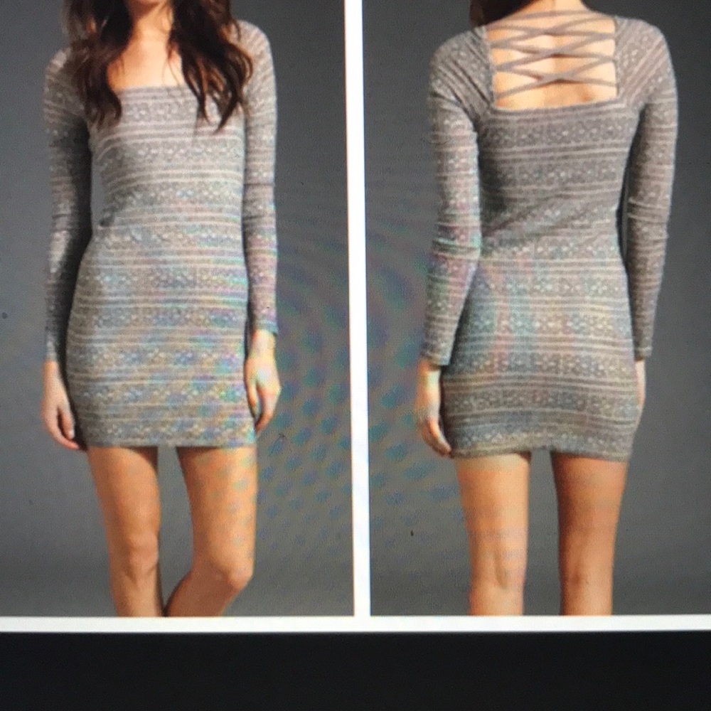 Free people grey/pink long sleeve bodycon